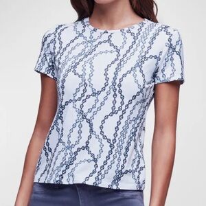 L'AGENCE Ressi Vintage White Signature Chain Print T-Shirt, Medium